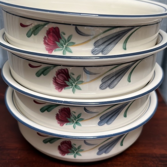 Four (4) Lenox Poppies on Blue 6 1/4" soup or Cereal Bowls - Picture 2 of 10